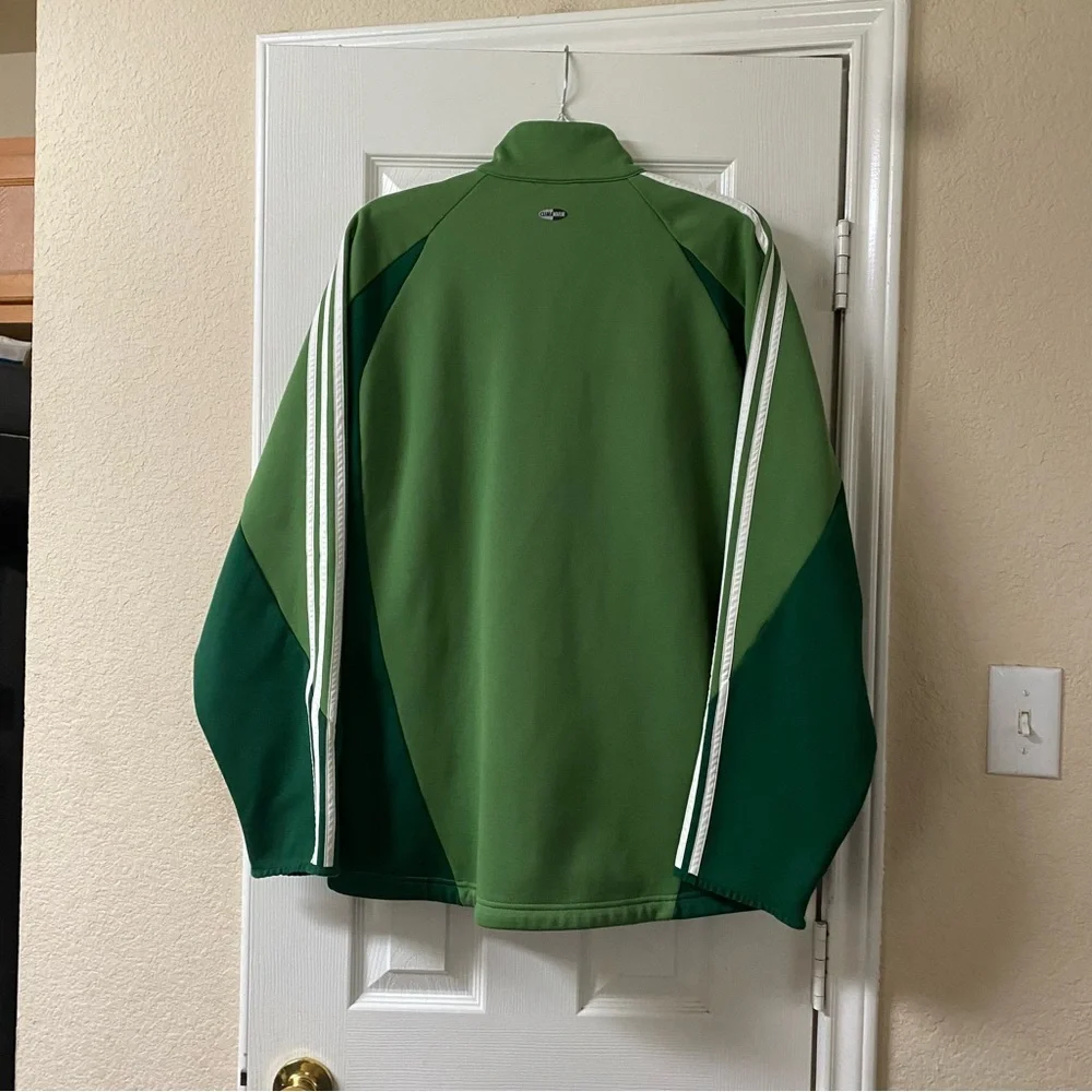 Vintage Y2K Adidas Medium Green & White Zip Up Climawarm Soccer Track Jacket - Picture 8 of 14